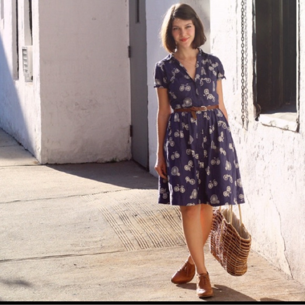 Anthropologie bicycle print shirt dress by Porridge, sz 4 - Picture 6 of 6